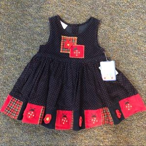 Samara Corduroy Jumper Dress Navy Red Patchwork Polka Dots Ladybug Plaid…